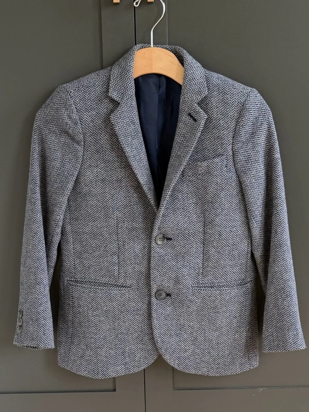 J. Crew | Crewcuts Ludlow Boys' Navy Grey Herringbone Blazer | 10